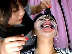 Chinese Chick Gag In Mouth Getting Her Teeths Munched Nose Tantalized With Hooks