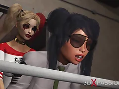 Super hot intercourse in jail! Harley Quinn screws a girl jail officer